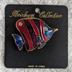 Fish Brooch Colorful Enamel Crystal Eye